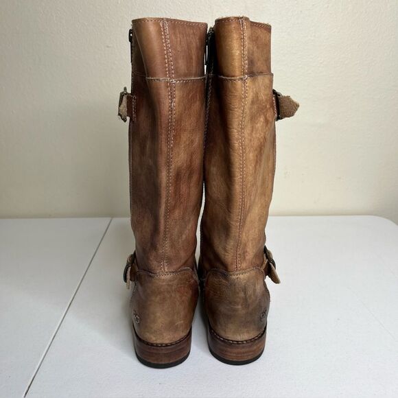 Bed Stu Cobbler Series Brown Distressed Leather Gogo Moto Riding Boots Women 9 - Picture 7 of 16